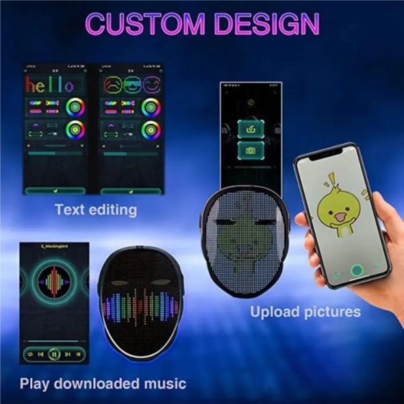 Οθόνη εφαρμογής κινητού για επιλογή σχεδίων της μάσκας LED μέσω Bluetooth