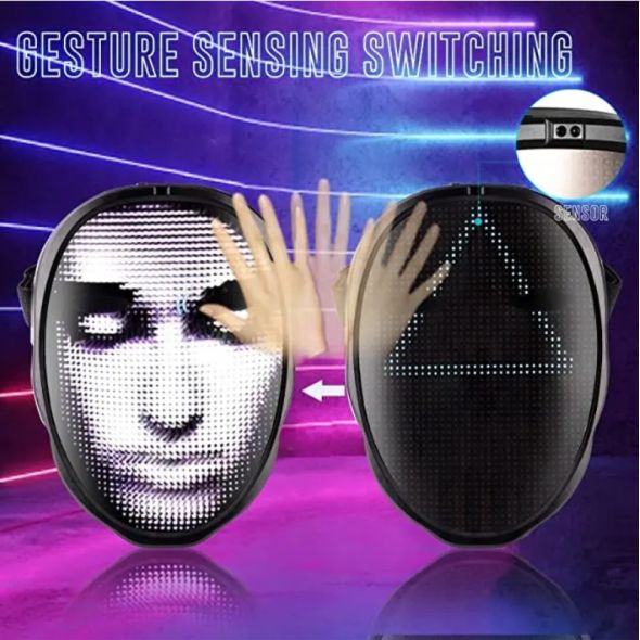 LED μάσκα με έλεγχο μέσω χειρονομίας – αλλαγή σχεδίου με κίνηση χεριού